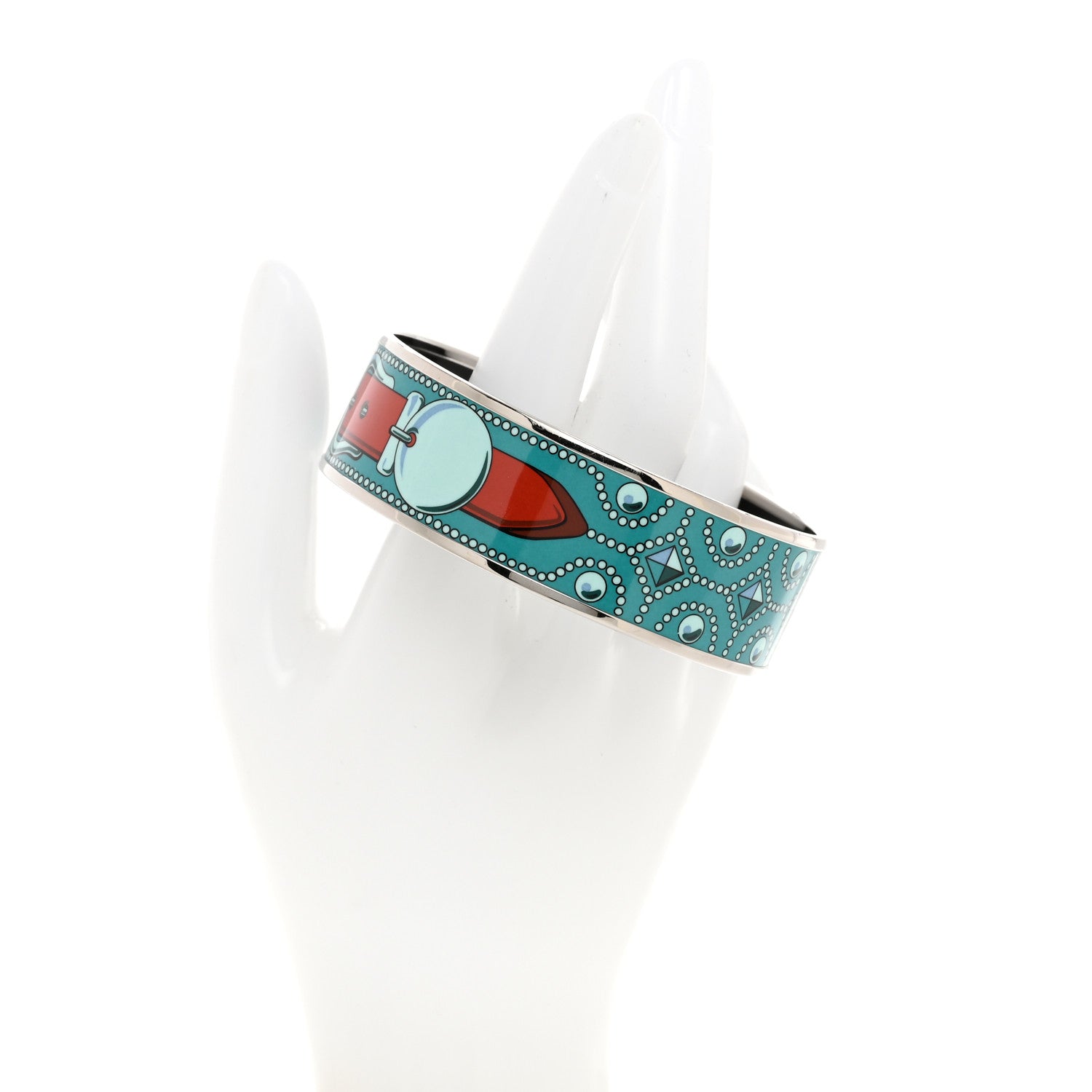 Hermes Enamel Printed Colliers de Chiens Wide Bracelet 70 2 of 5