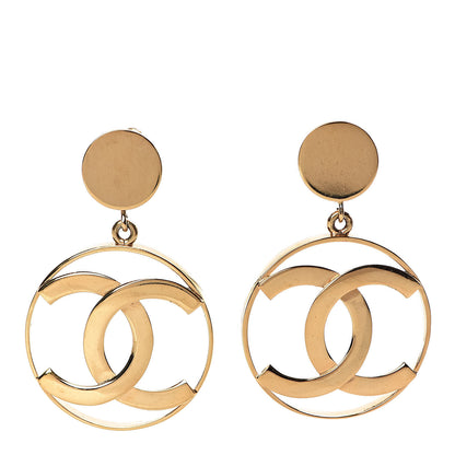 Chanel Large CC Drop Clip On Earrings Gold 1 of 4