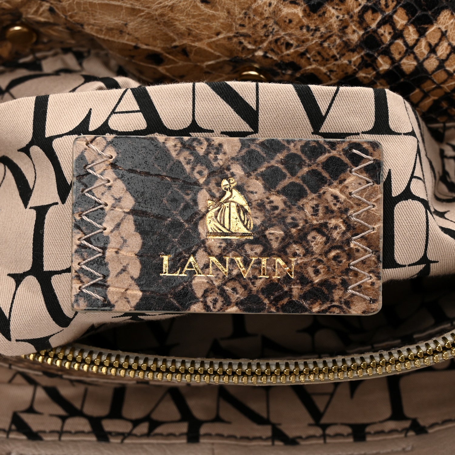 Lanvin Calfskin Snakeskin Print Embossed Medium Fantaisie Double Carry Flap Shoulder Bag Gris 7 of 11