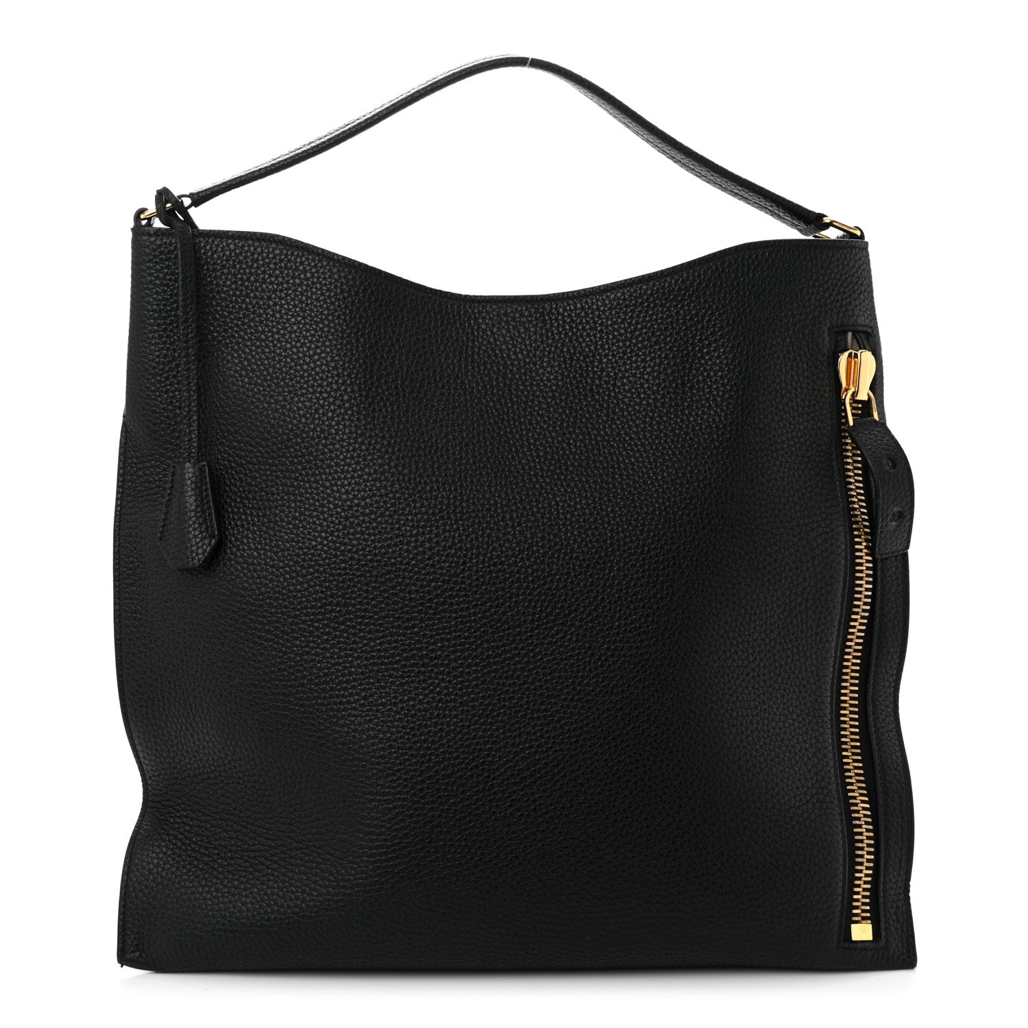 Tom Ford Pebbled Calfskin Large Alix Padlock Zip Hobo Bag Black 1 of 11
