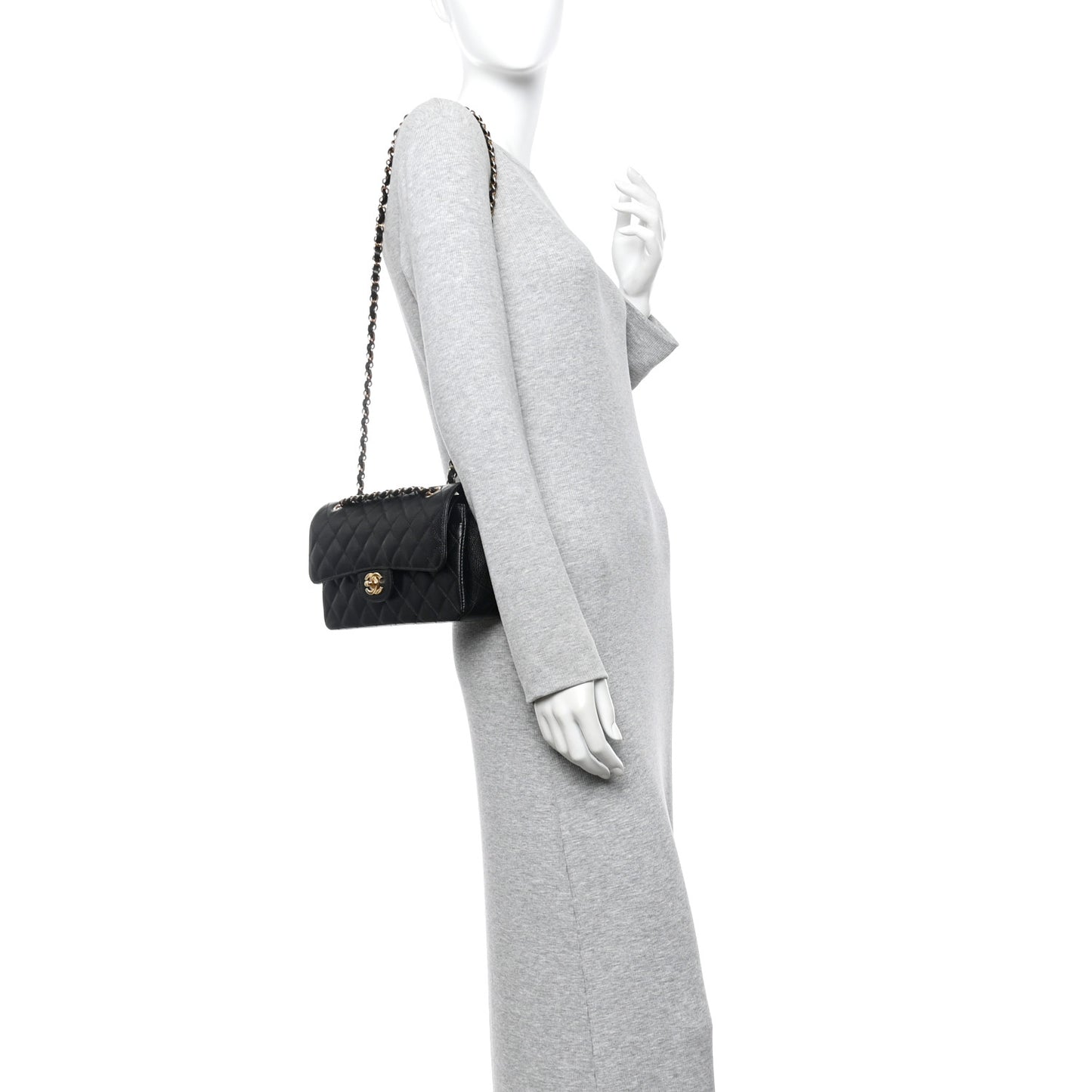 Caviar Quilted Small Double Flap Black