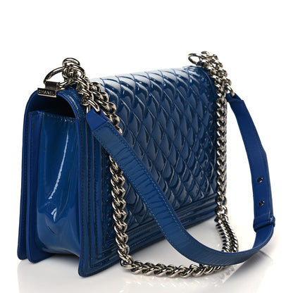 Chanel Patent Calfskin Quilted New Medium Plexiglass Boy Flap Blue 2 of 9