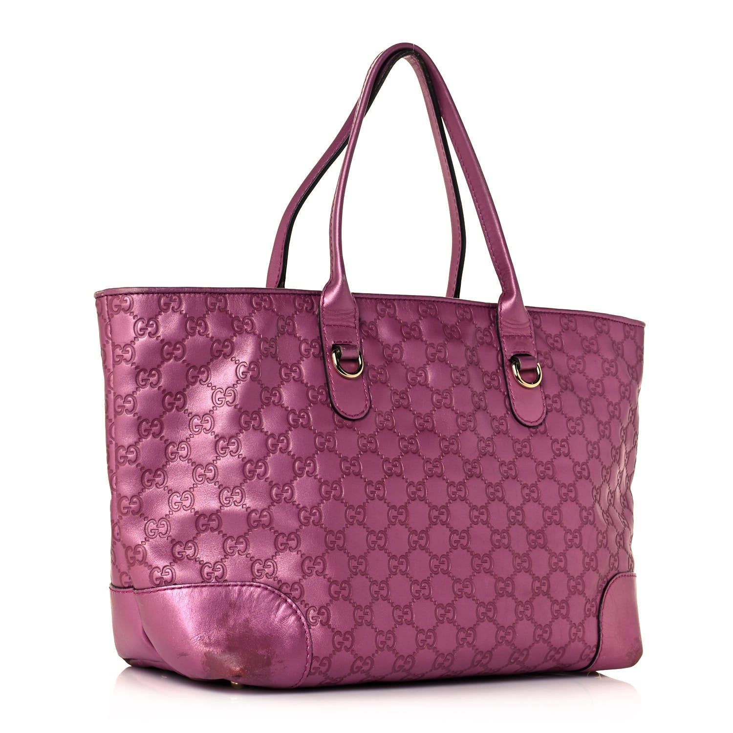 Gucci Metallic Soft Guccissima Large Heart Bit Charm Top Handle Tote Fresia Rose 3 of 26