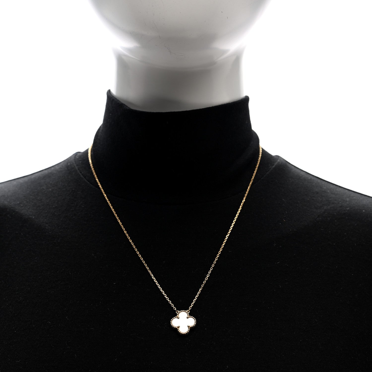 Van Cleef & Arpels 18K Yellow Gold Mother of Pearl Vintage Alhambra Pendant Necklace 2 of 4