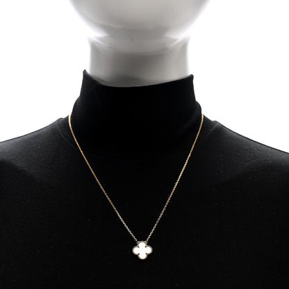 Van Cleef & Arpels 18K Yellow Gold Mother of Pearl Vintage Alhambra Pendant Necklace 2 of 4