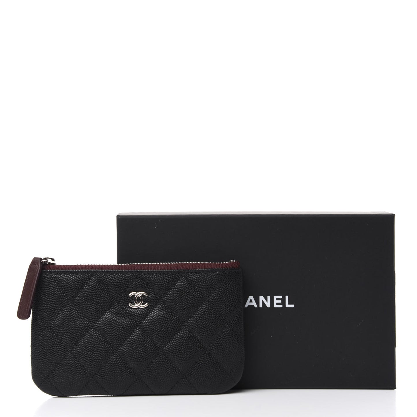Caviar Quilted Small Cosmetic Case Black
