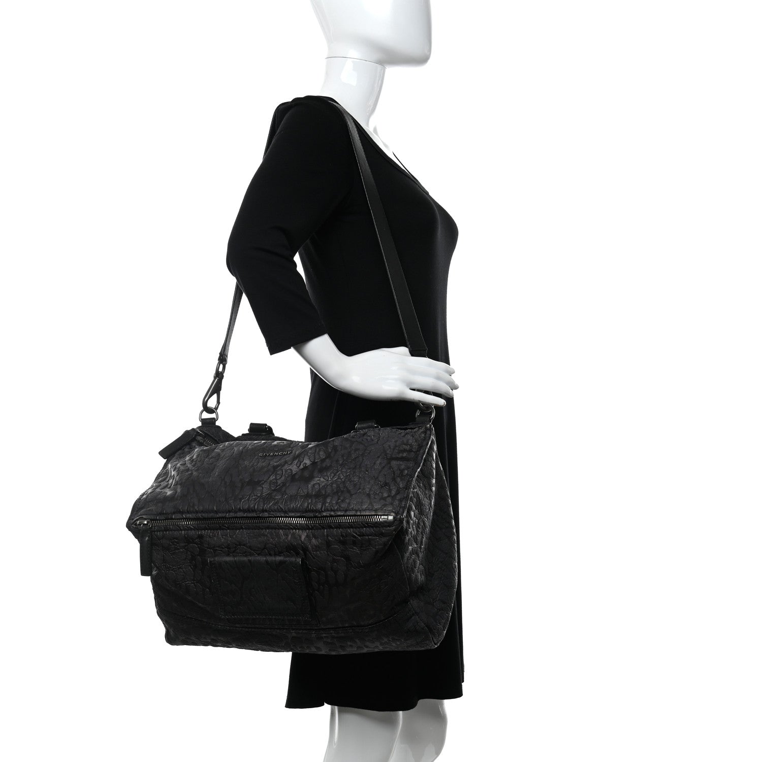 Givenchy Calfskin Leopard Embossed Large Pandora Black 2 of 13