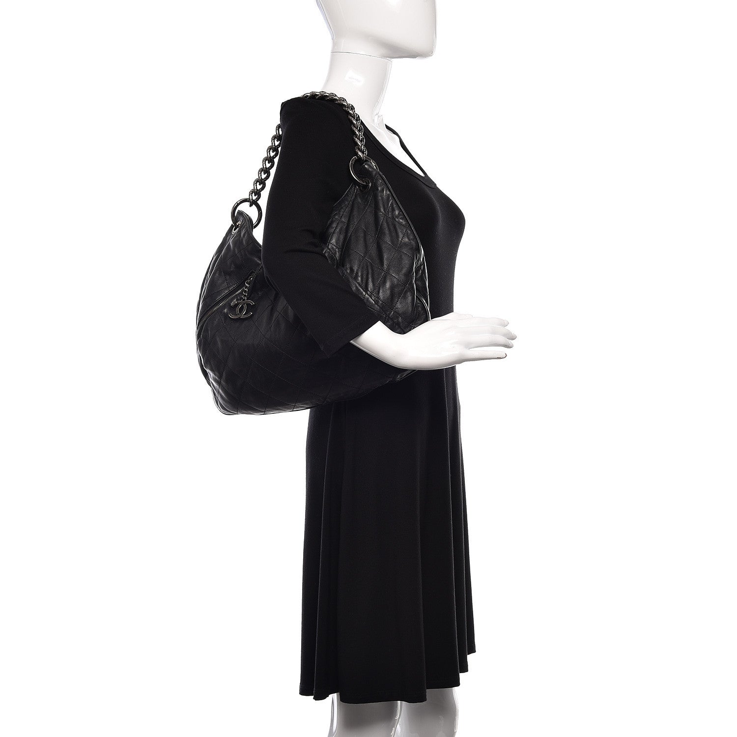 Chanel Calfskin Coco Pleats Hobo Black 2 of 10