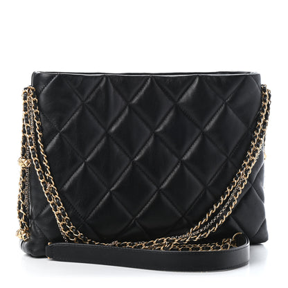 Chanel Lambskin Quilted Crush on Chains Hobo Black 2 of 6