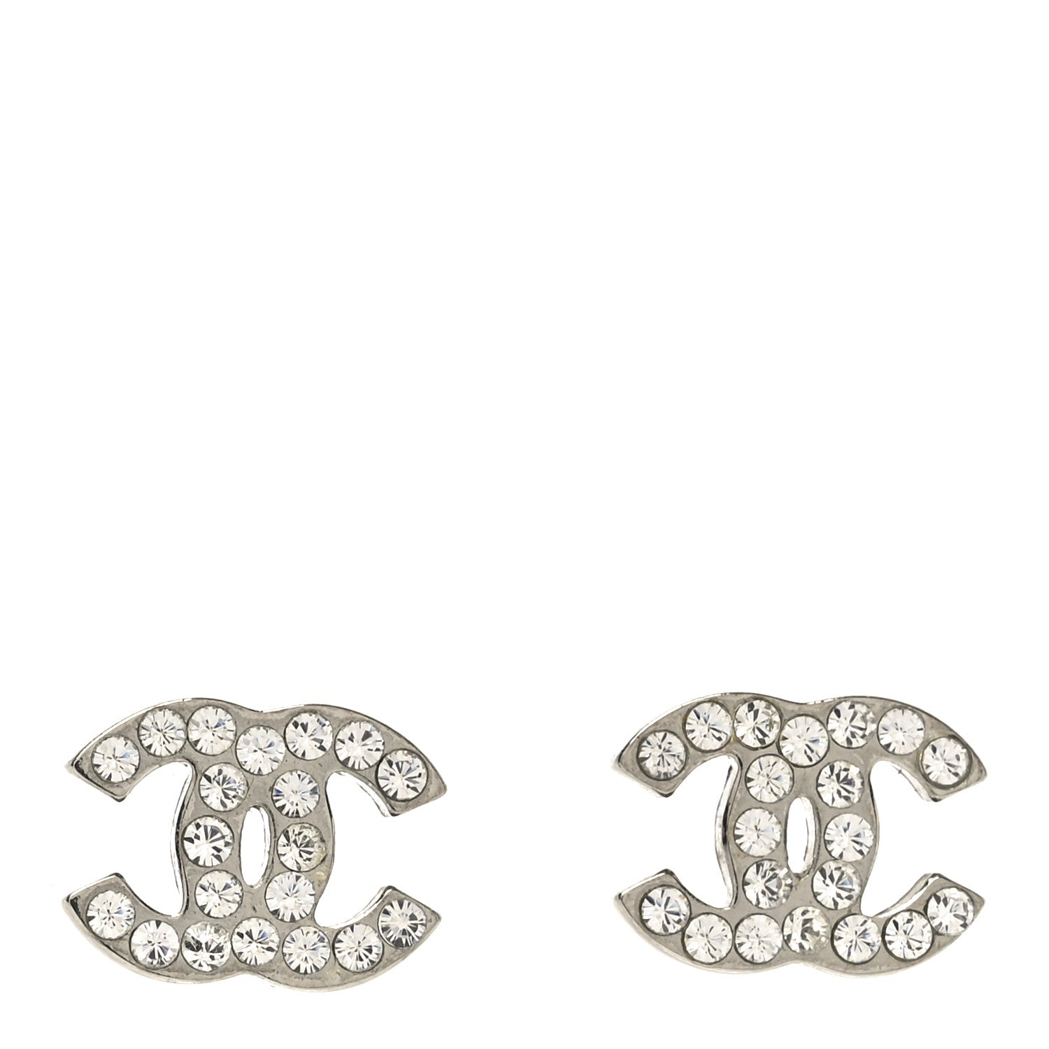 Chanel Crystal CC Earrings Silver 1 of 5