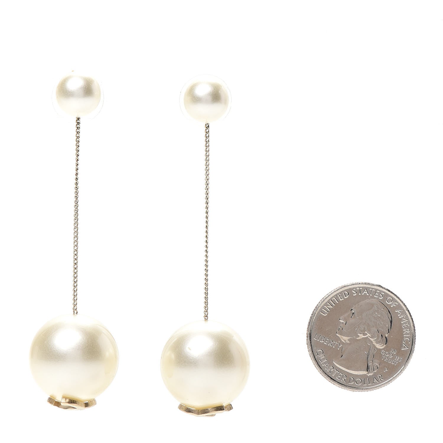 Chanel Pearl CC Chain Drop Earrings Gold 2 of 4