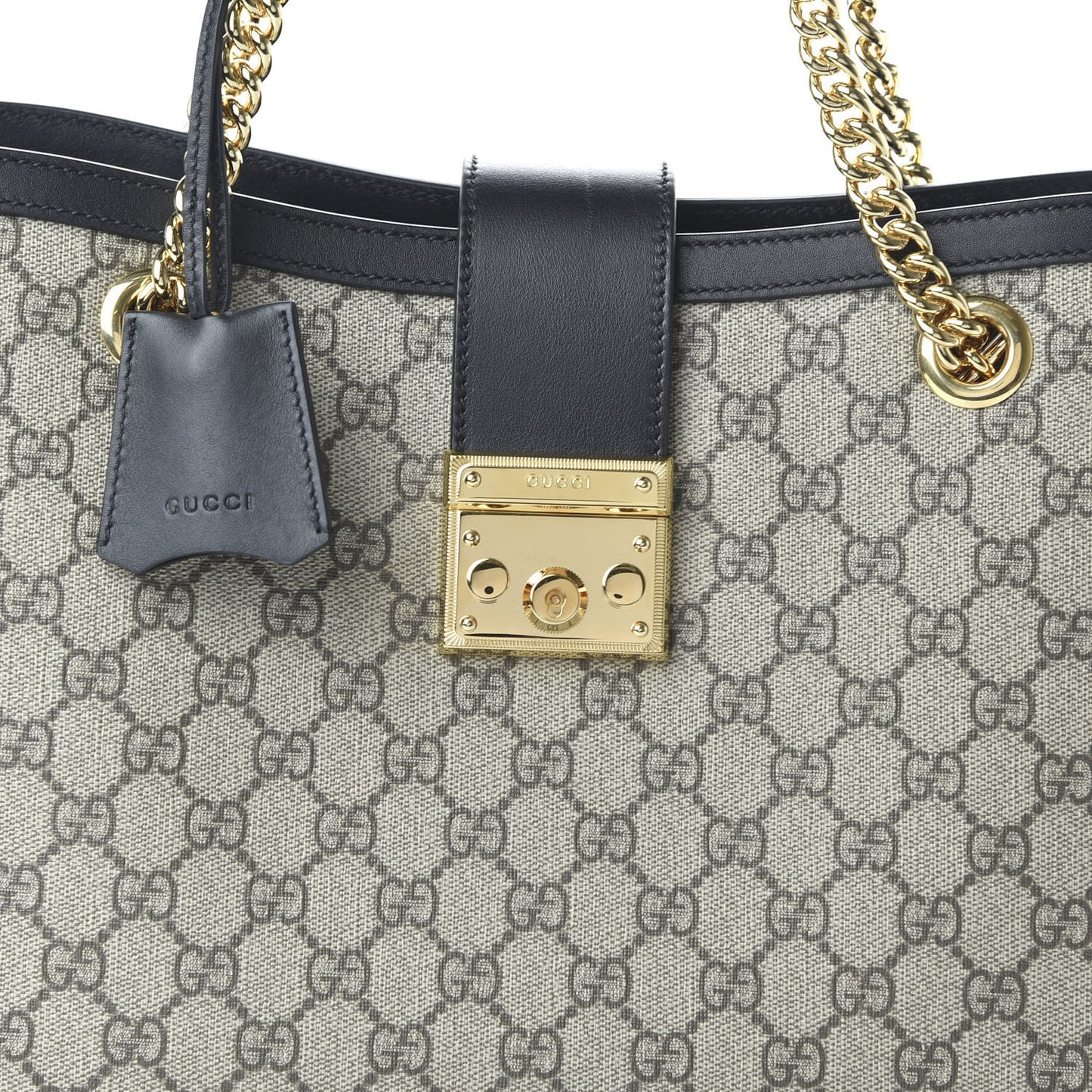 GG Supreme Monogram Medium Padlock Tote Black
