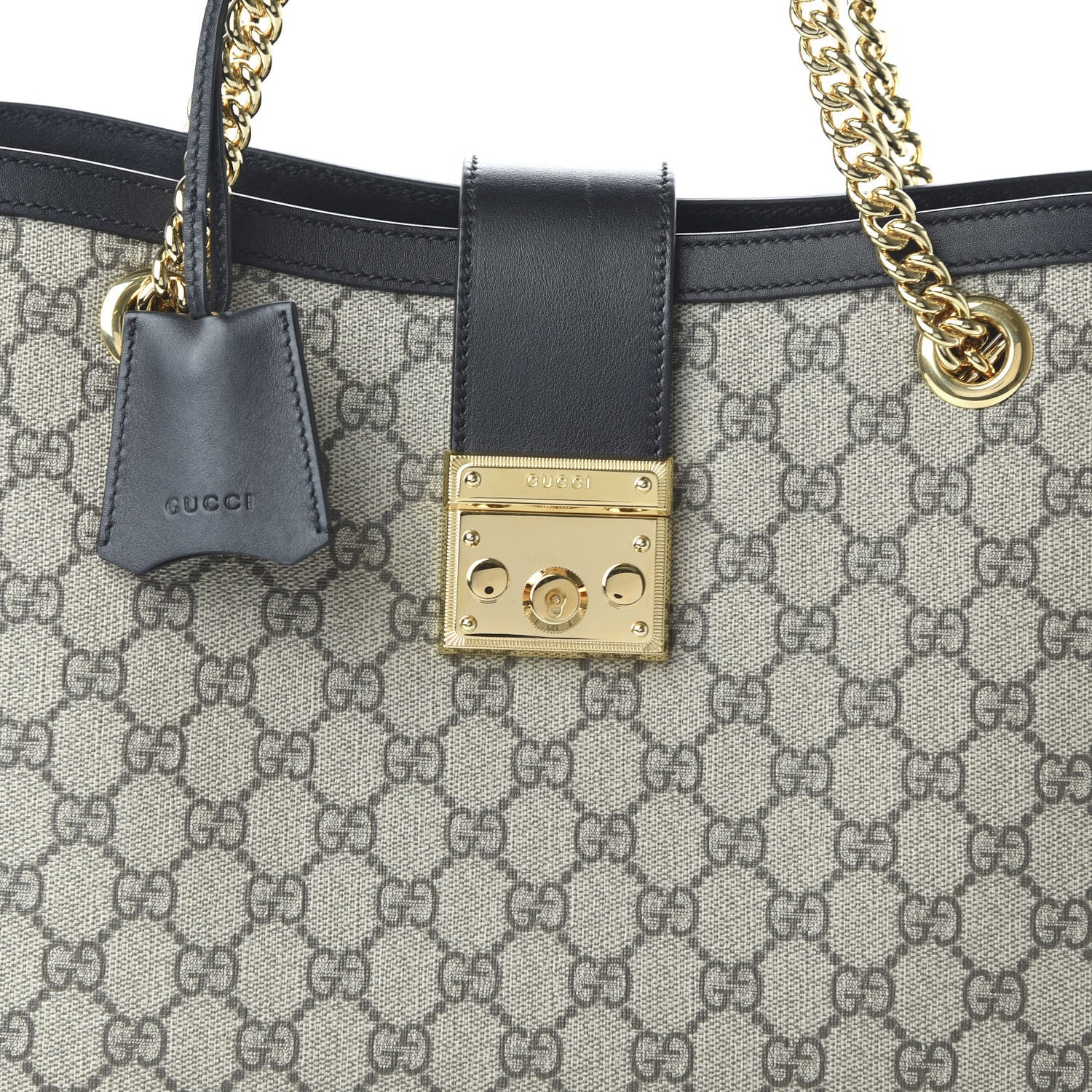 Gucci GG Supreme Monogram Medium Padlock Tote Black 10 of 11
