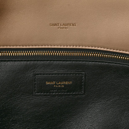 Saint Laurent Lambskin Quilted Sade Puffer Envelope Clutch Dark Beige 7 of 10