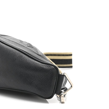 Prada Saffiano Cuir Triangle Logo Embossed Triangle Shoulder Bag Black 17 of 18
