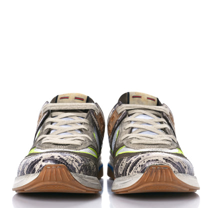 Gucci Suede Calfskin Tejus Printed Mens Ultrapace Sneakers 7.5 Natural Ardesia Neon Yellow 2 of 13