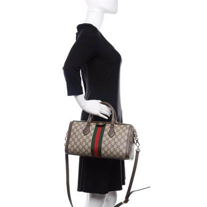 Gucci GG Supreme Monogram Web Medium Ophidia Boston Brown 3 of 11