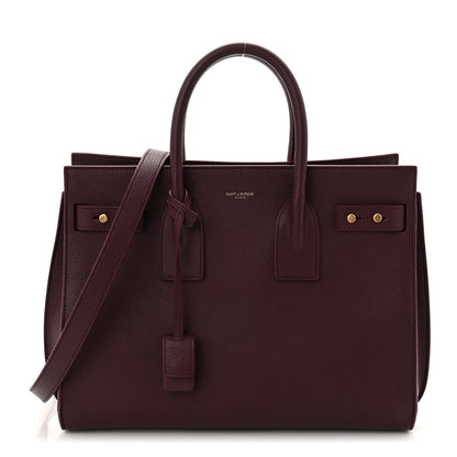 Saint Laurent Grained Calfskin Small Supple Sac De Jour Rouge Cabernet 1 of 13