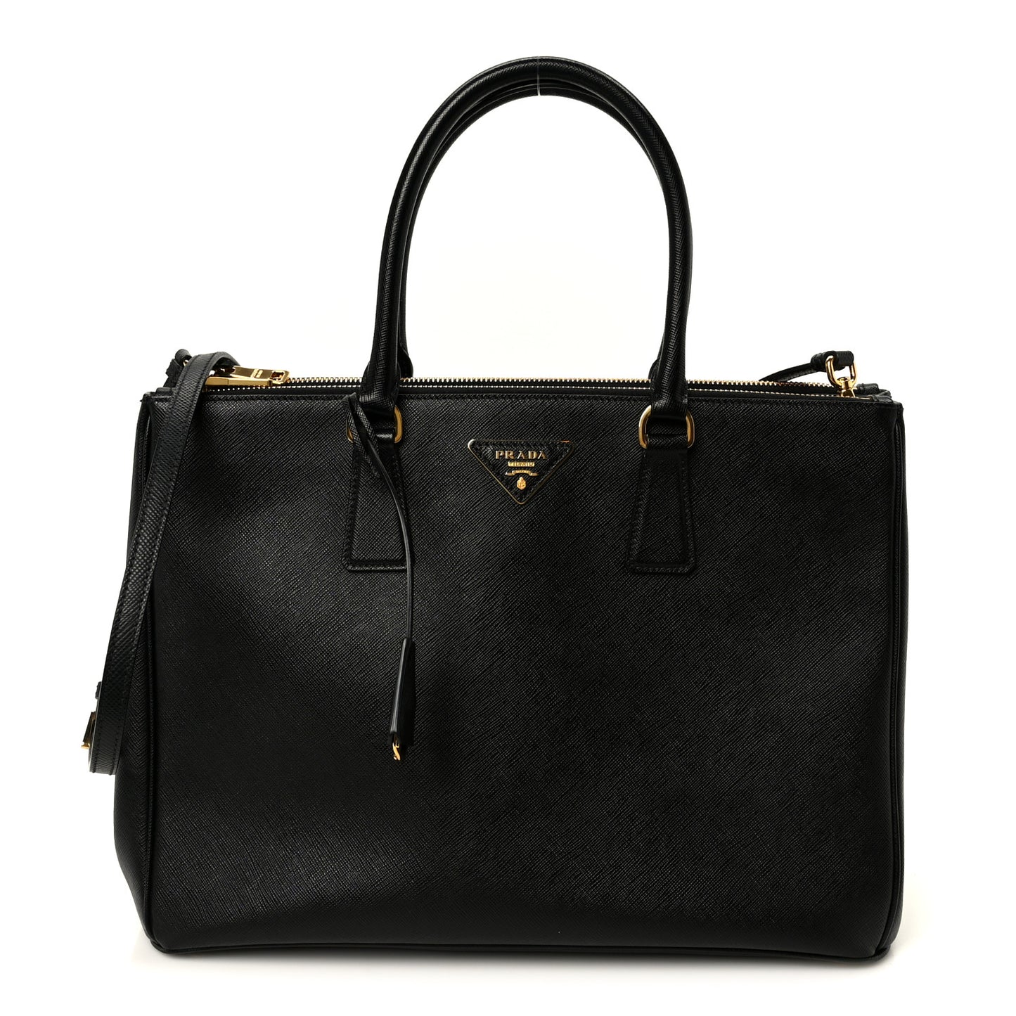 Saffiano Lux Large Galleria Double Zip Tote Black