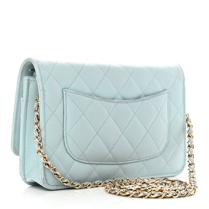 Chanel Caviar Quilted Wallet On Chain WOC Light Blue 3 of 18