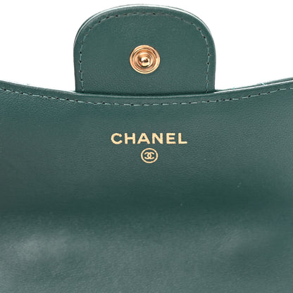 Chanel Lambskin Quilted Top Handle Flap Coin Purse With Chain Green 6 of 12
