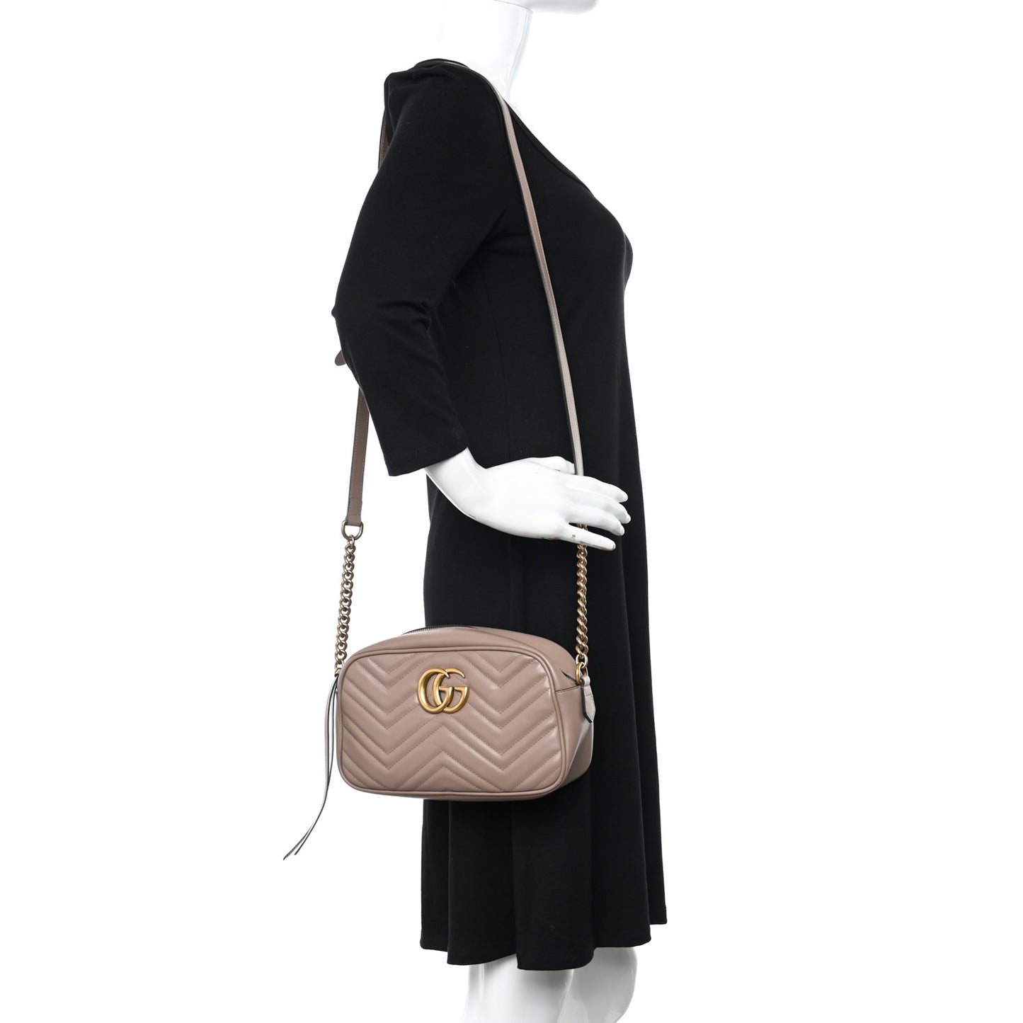 Calfskin Matelasse Small GG Marmont Chain Shoulder Bag Porcelain Rose
