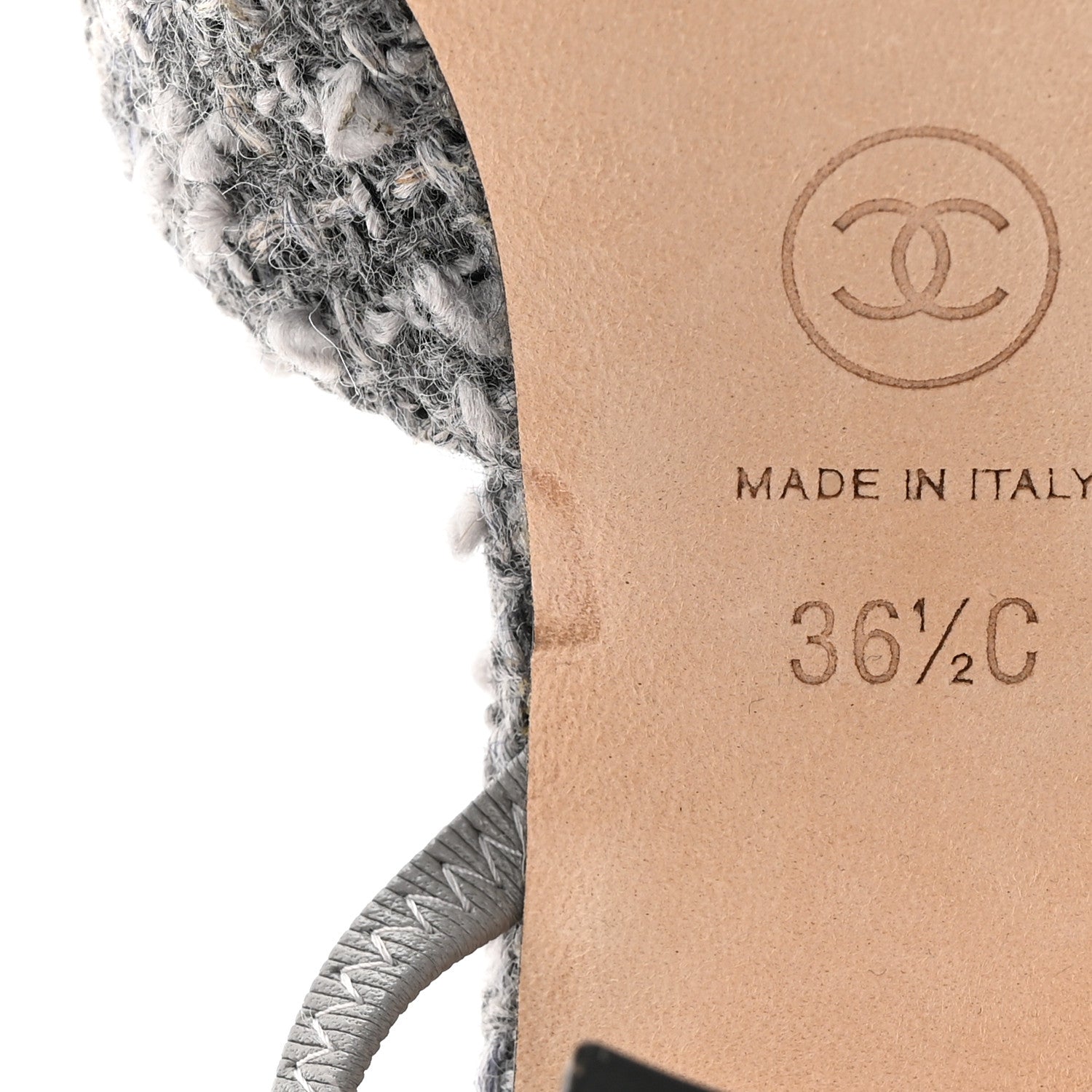 Chanel Tweed Patent Cap Toe CC Slingback Pumps 36.5 Gray 11 of 16