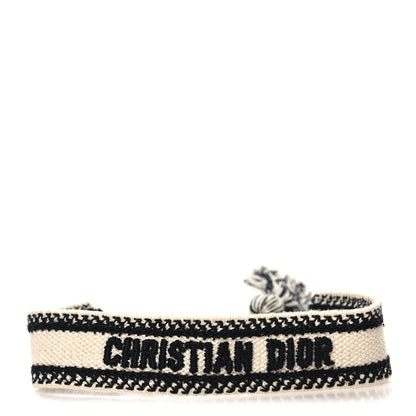 Christian Dior Woven Cotton J'Adior Friendship Bracelet White Black 1 of 3