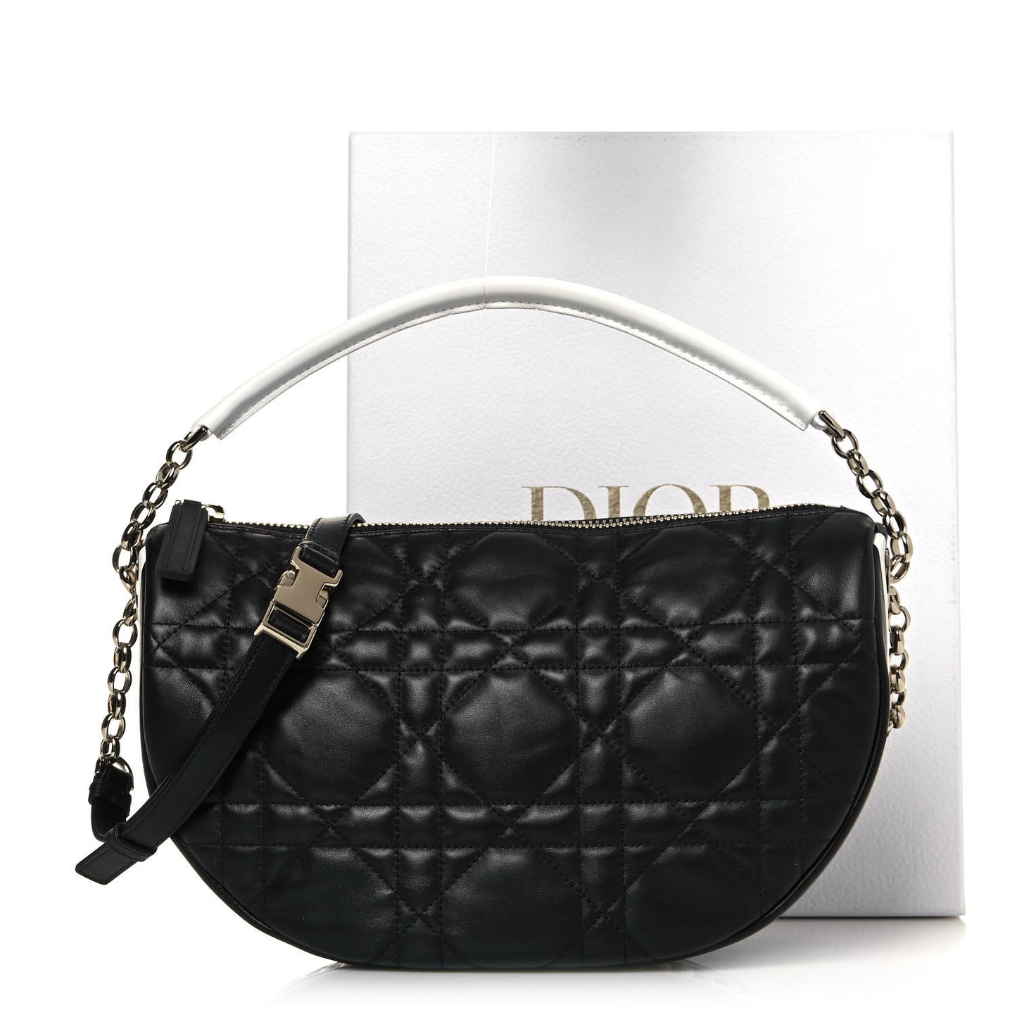 Lambskin Cannage Medium Dior Vibe Hobo Bag Black