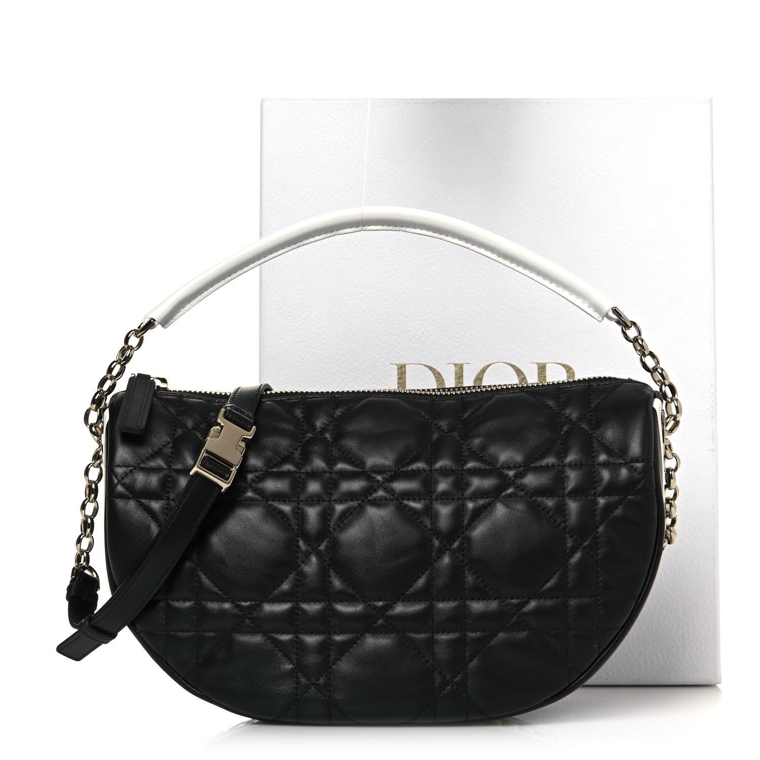 Christian Dior Lambskin Cannage Medium Dior Vibe Hobo Bag Black 12 of 12