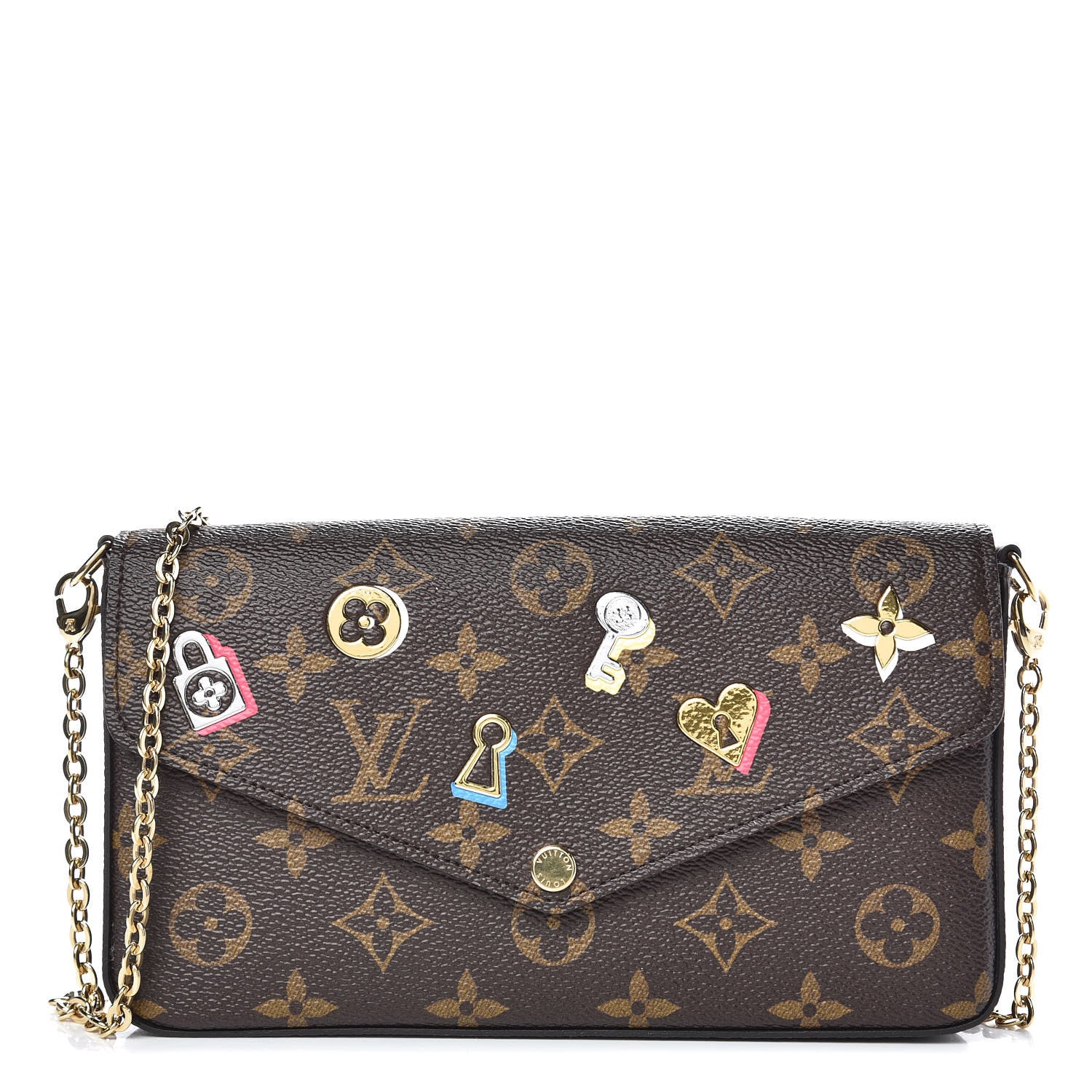 Louis Vuitton Monogram LV Love Lock Pochette Felicie Chain Wallet 1 of 9