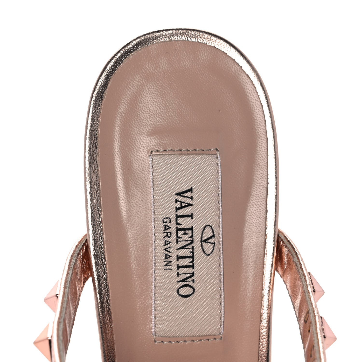 Valentino Garavani Metallic Nappa Rockstud 60mm Caged Slide Sandals 38.5 Rame 7 of 9