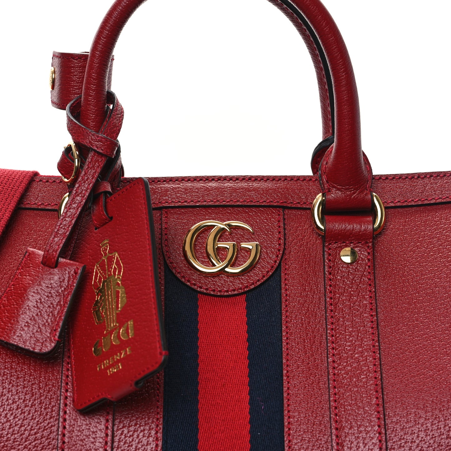 Textured Dollar Calfskin Web Medium Savoy Duffle Bag Red