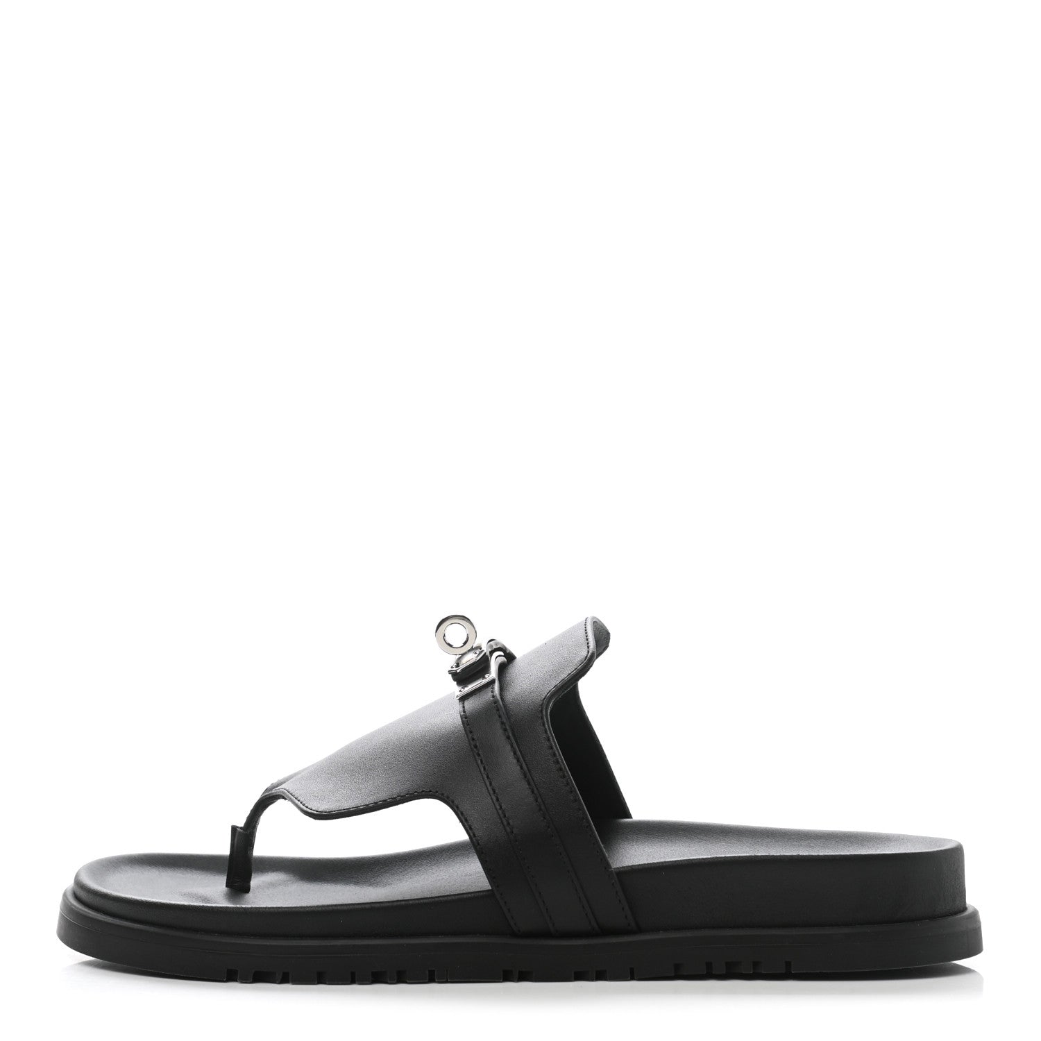 Hermes Calfskin Womens Empire Sandals 39 Black 1 of 11