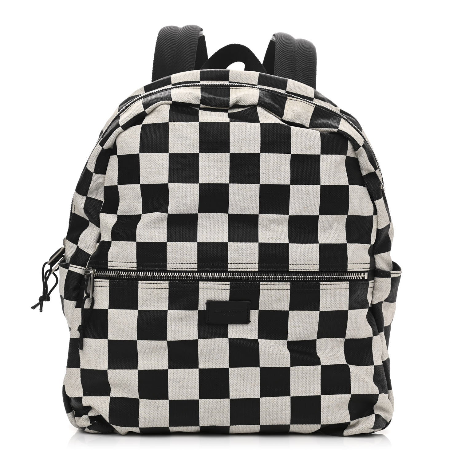 Saint Laurent Calfskin Checked Print Nuxx Backpack Black White 1 of 11