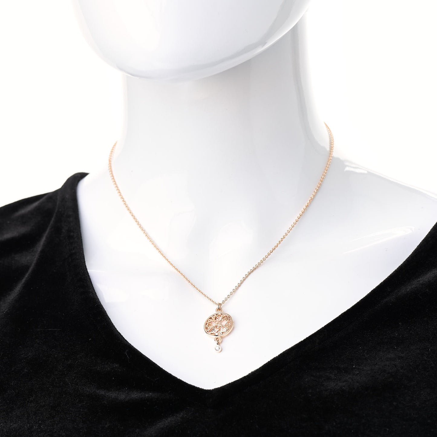 18K Rose Gold Diamond Chaine D'Ancre Passerelle Pendant Necklace