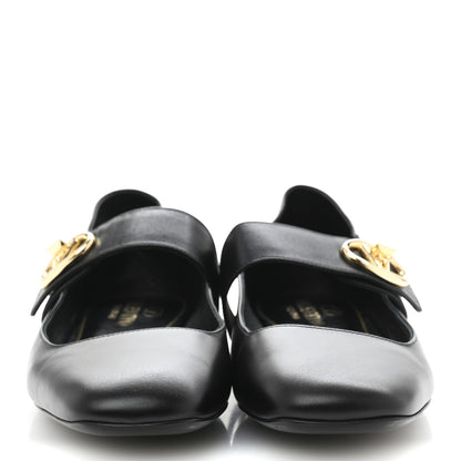 Valentino Garavani Calfskin VLogo Locker Mary Jane Ballerina Flats 39 Black 4 of 10