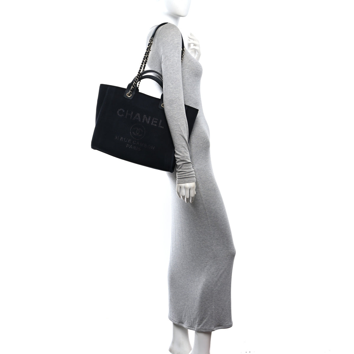 Chanel Mixed Fibers Small Deauville Tote Black 2 of 10