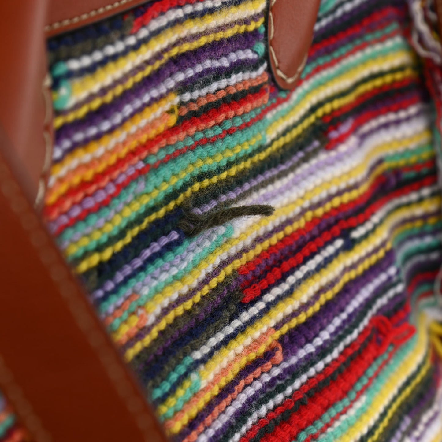 Calfskin Cashmere Knit Fringe Medium Edith Tote Multicolor