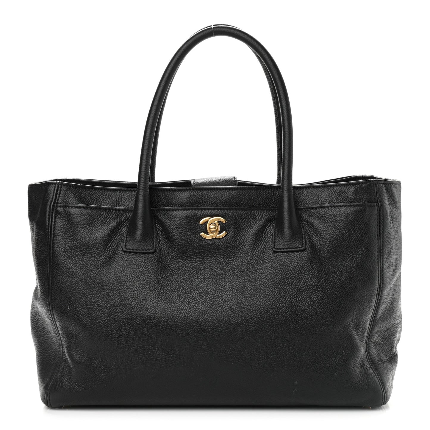 Calfskin Cerf Executive Shopper Tote Black