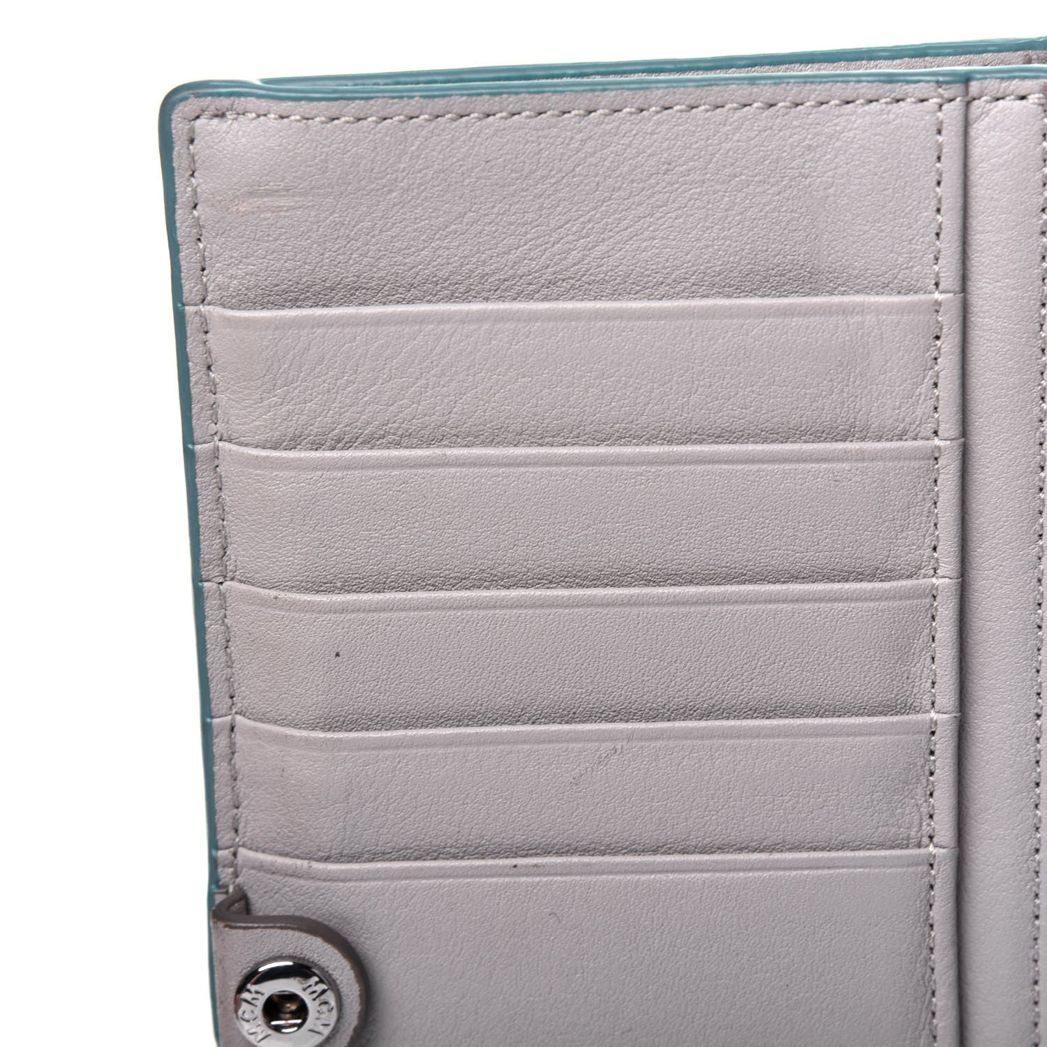 MCM Calfskin Ottomar Large Klara Two Fold Wallet Pool Blue 10 of 20