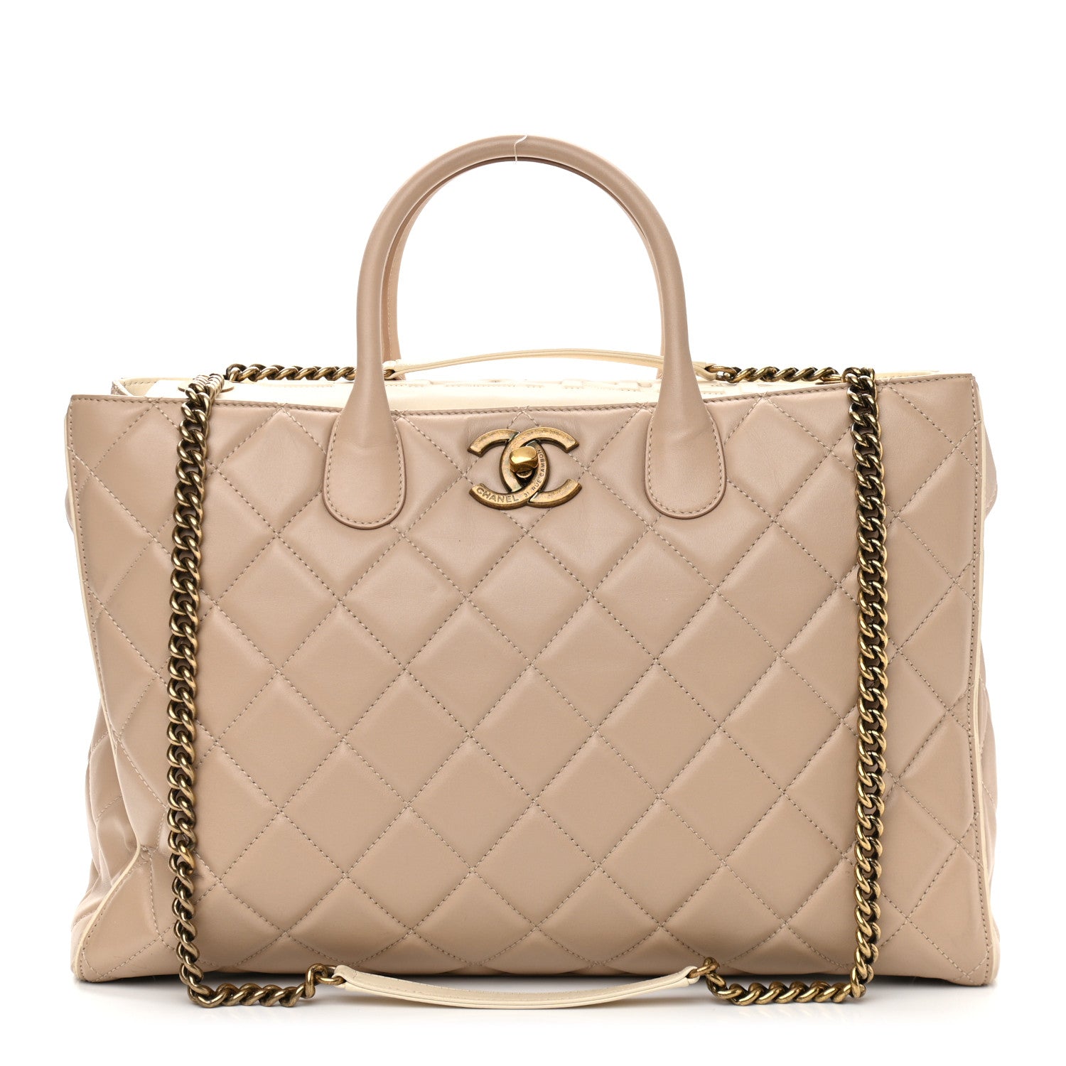 Chanel Calfskin Quilted Tote Beige 1 of 12