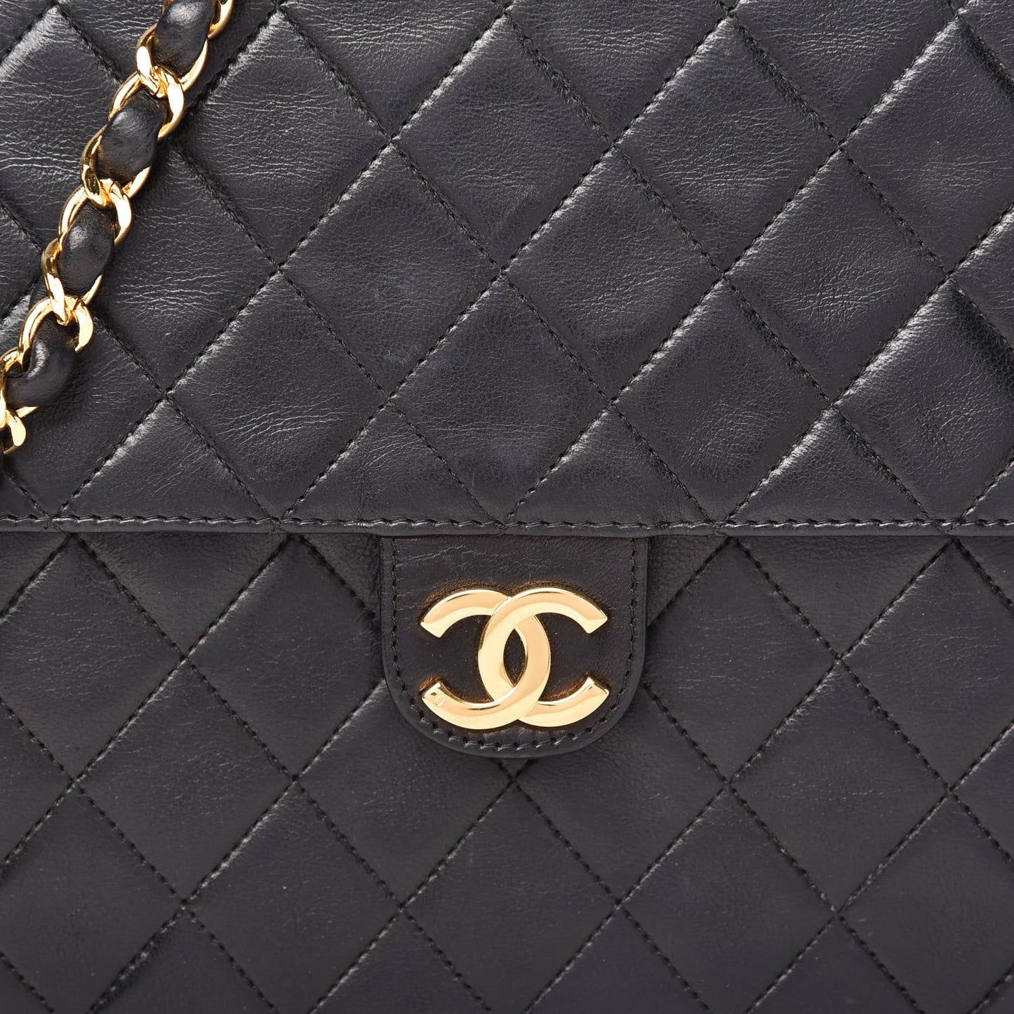 Lambskin Quilted Jumbo Single Flap Black