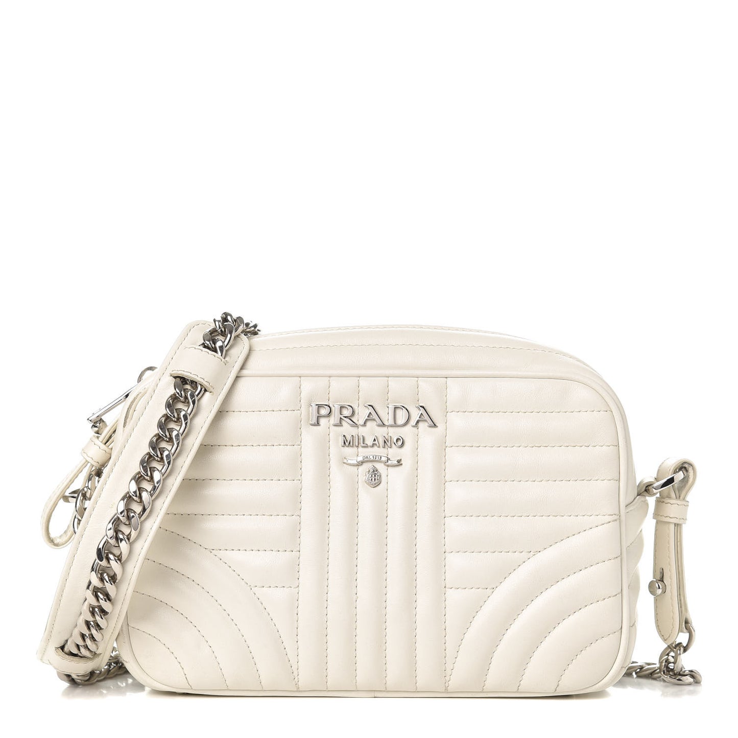 Soft Calfskin Diagramme Crossbody Bag White