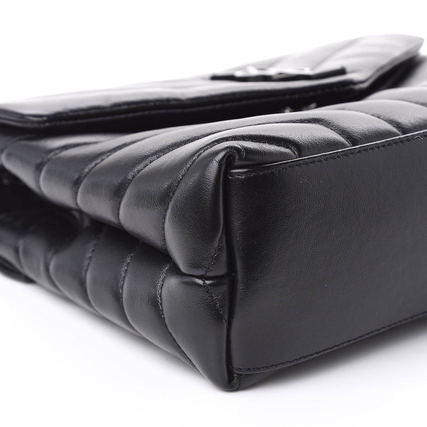Calfskin Y Quilted Monogram Small Loulou Chain Satchel Black