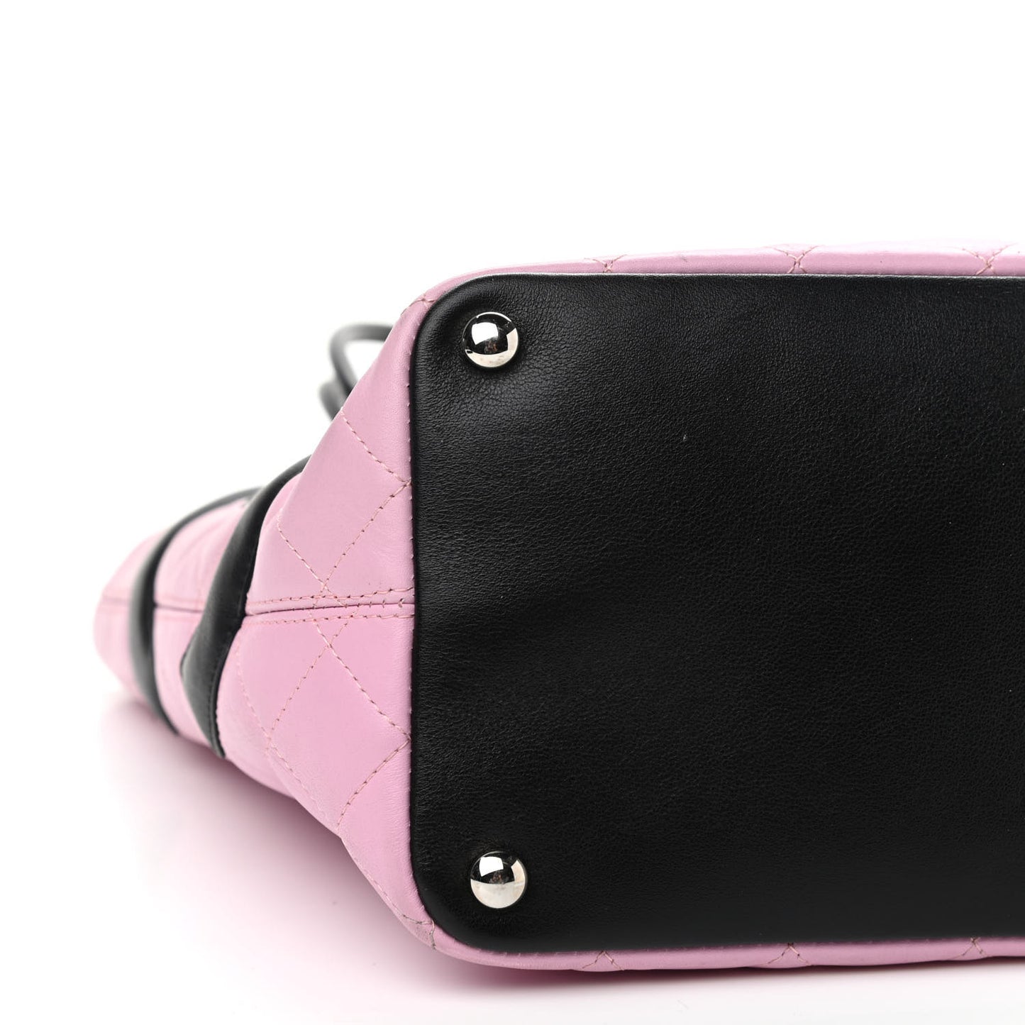 Calfskin Quilted Medium Cambon Tote Pink Black