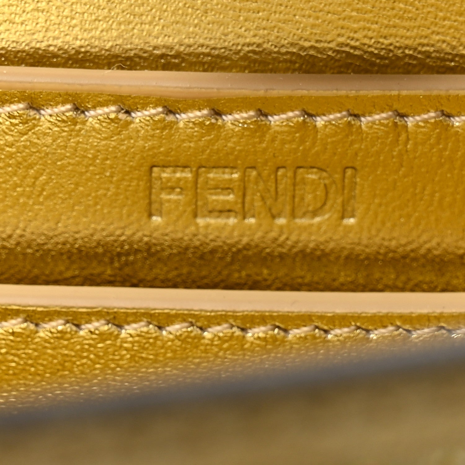 Fendi Crystal Vitello Laminato FF Petite Peekaboo I SEE U Satchel Crystal Platinum Light Gold 7 of 13