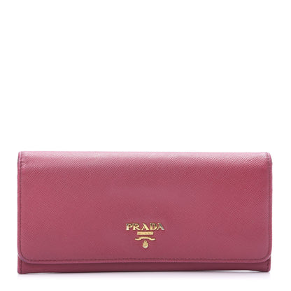 Prada Saffiano Metal Continental Flap Wallet Peonia 1 of 10