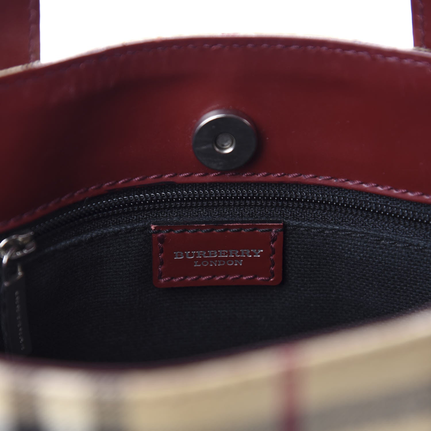 Burberry Haymarket Check Small Tote Red 11 of 13