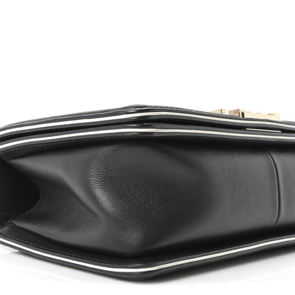 Chanel Calfskin Quilted Medium Boy Top Handle Flap Black 9 of 10